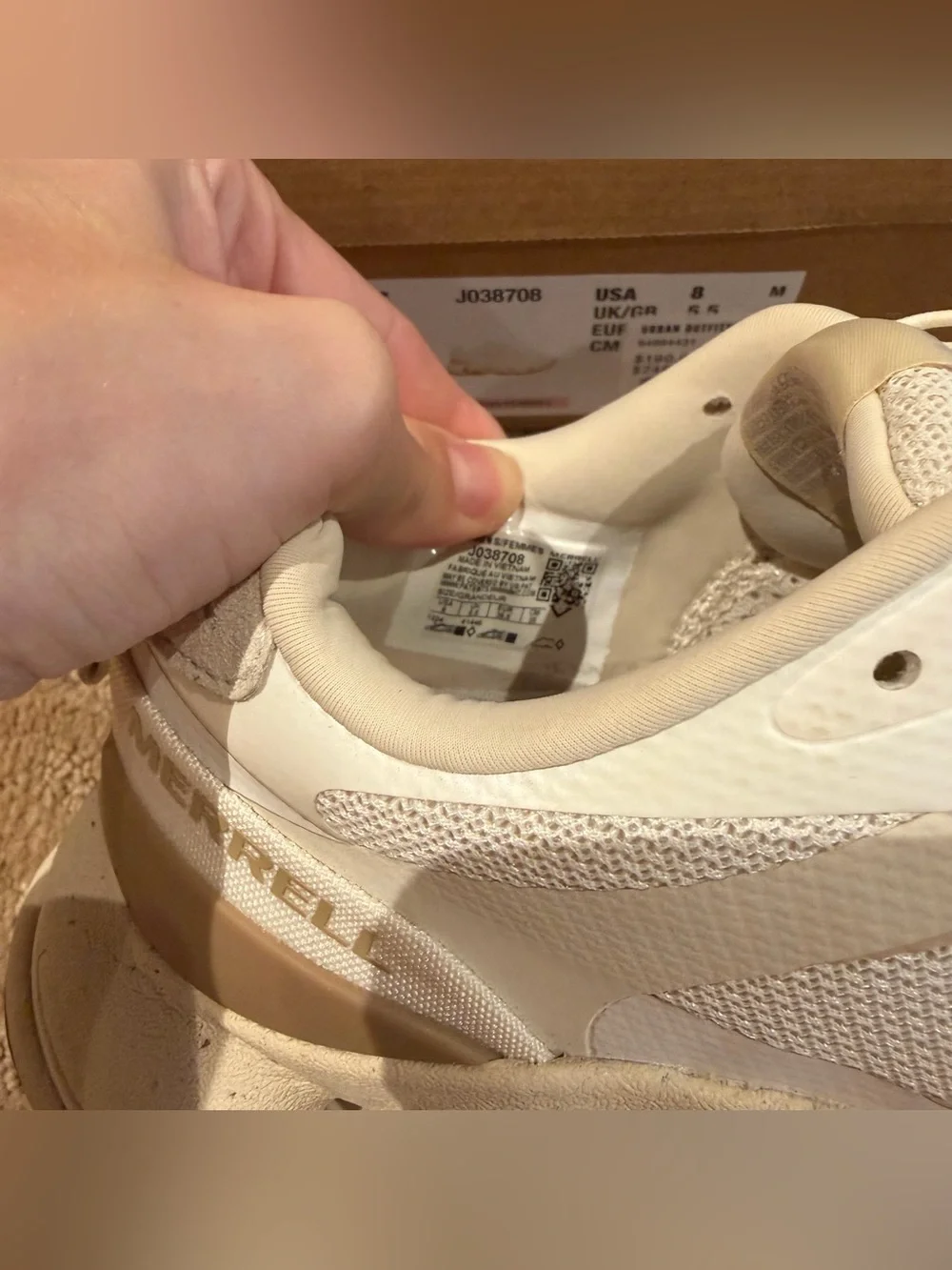 Merrell women’s Speed Arc Matis hiking shoes in cream/beige with original box